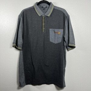 McDonald's Timeless Elements  Men's Polo Uniform Shirt Gray Size L Short Sleeves